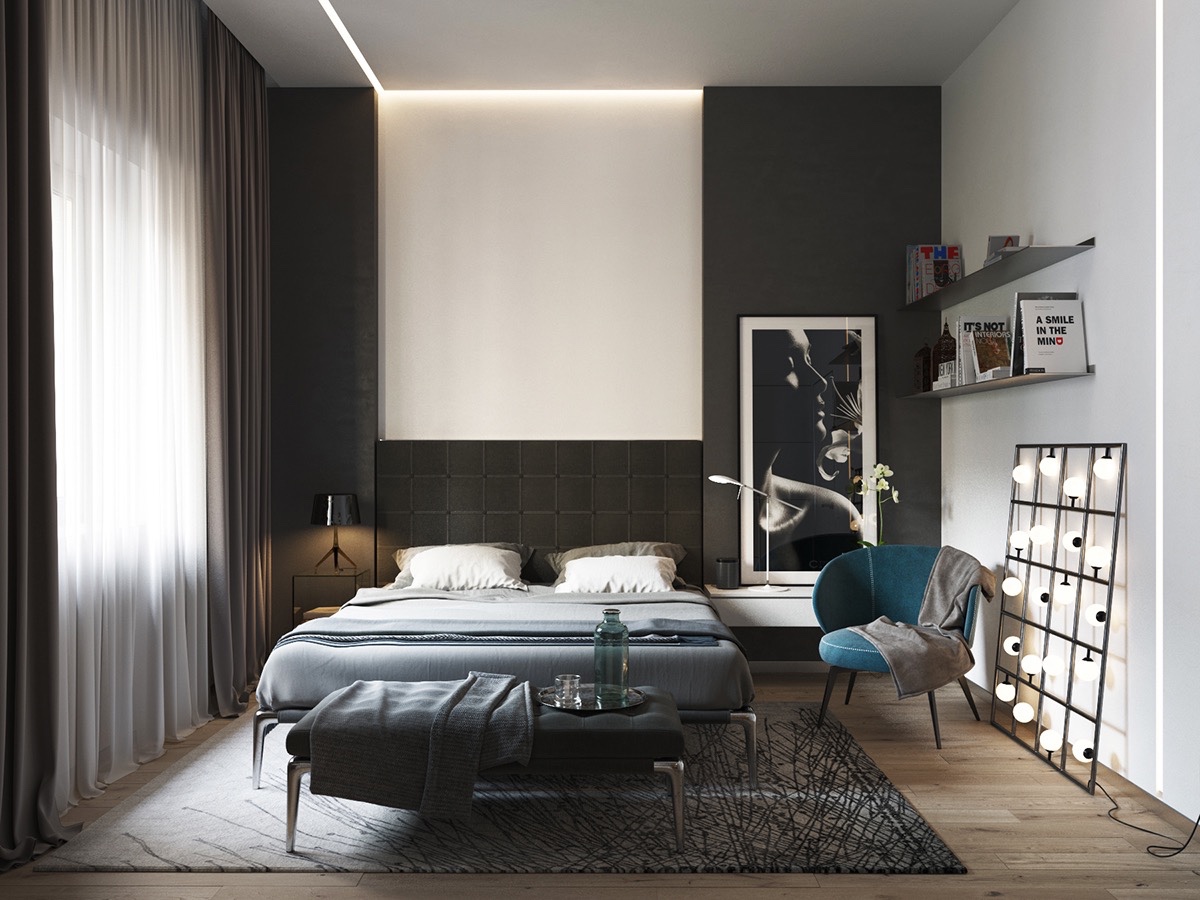 Black And White Master Bedroom Shows The Stretch Of The Monochromatic